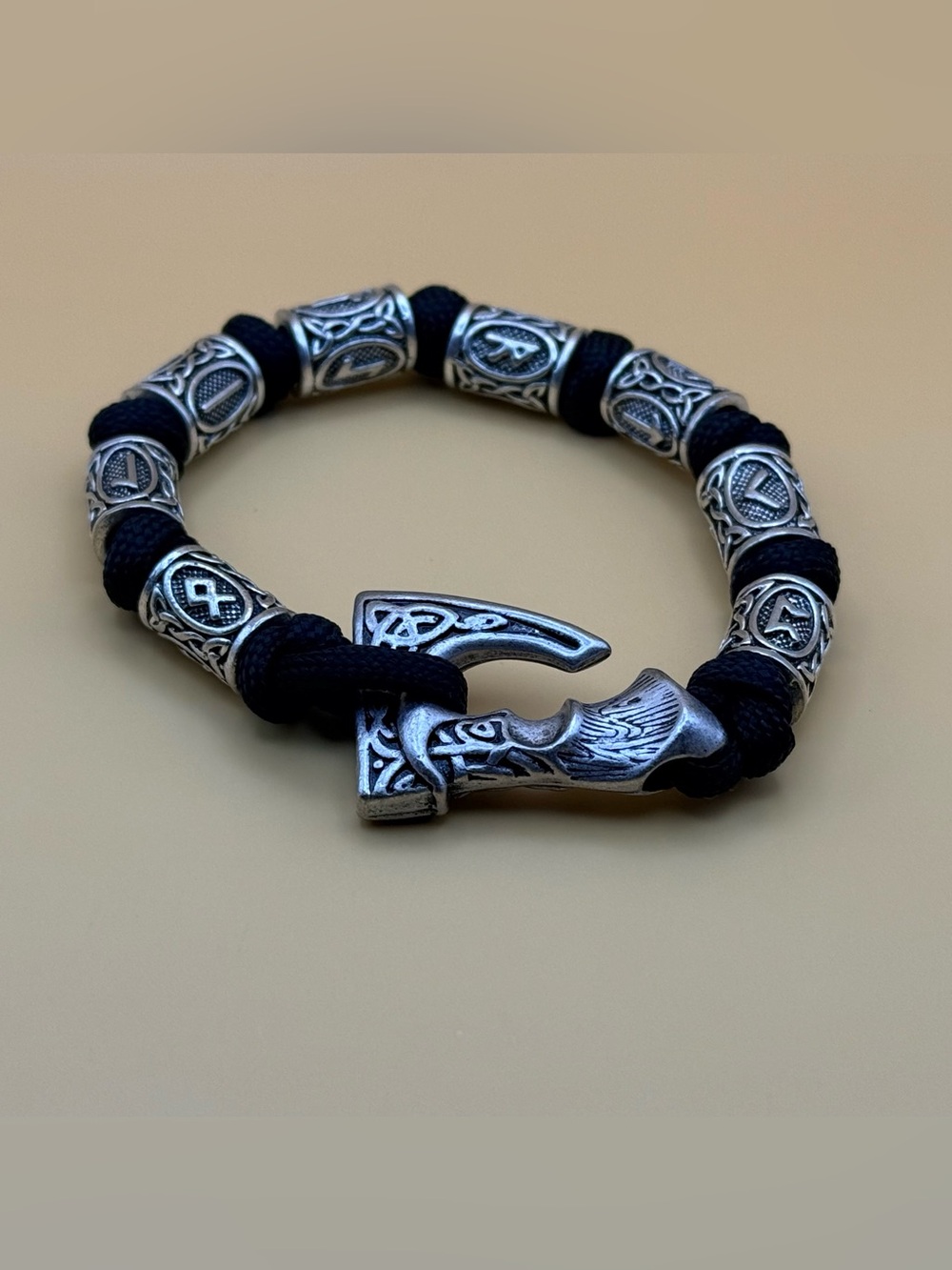 Stainless steel Norse Viking axe beads bracelet